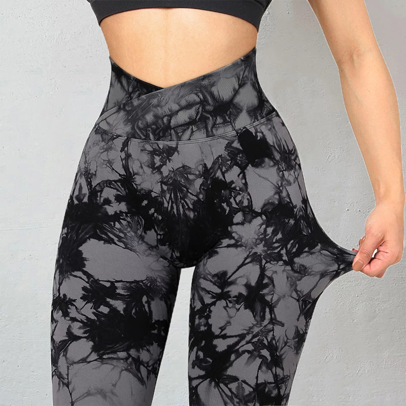 Seamless Tie Dye Leggings Women Yoga Pants Push Up Sport Fitness Running Gym