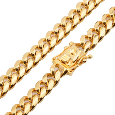 Hot Stainless Steel Link Gold Miami Cuban Border Chain Men Women Jewelry Necklace