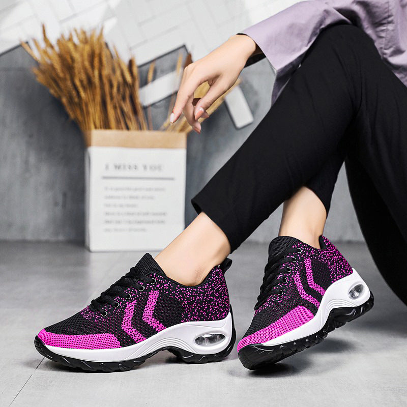 Air Cushion Heightening Shoes Women Breathable Dancing Shoes Outdoor Sports Shoes