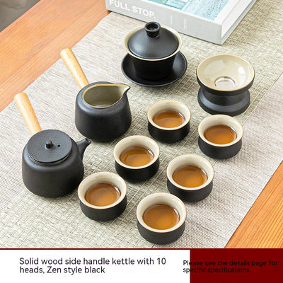 Black Porcelain Japanese Tea Set Home Living Room