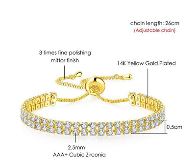 Fashion Double Row Zircon Bracelet For Women Rhinestone Bracelet