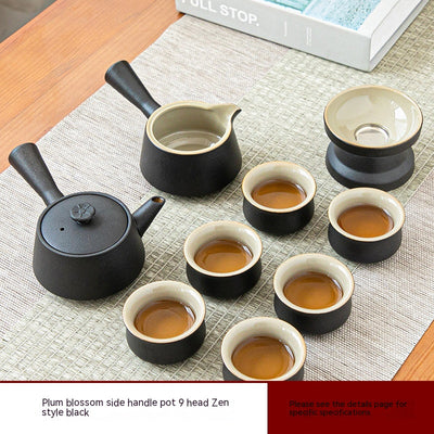 Black Porcelain Japanese Tea Set Home Living Room