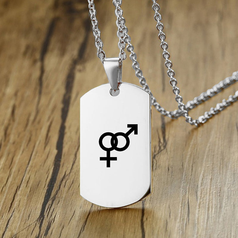 Stainless Steel LGBT ID Necklace Jewelry Engrave