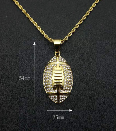 316L stainless steel gym jewelry Gold plated men rugby ball necklace