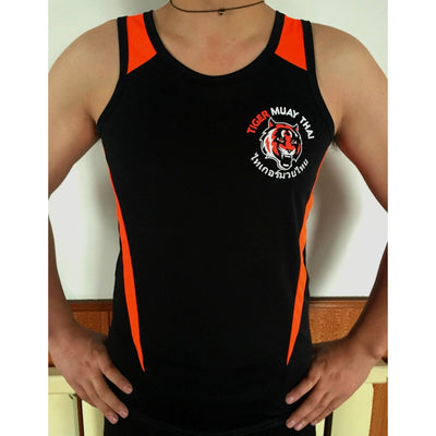 Thai Tiger Boxing Gym Black and Orange Vest