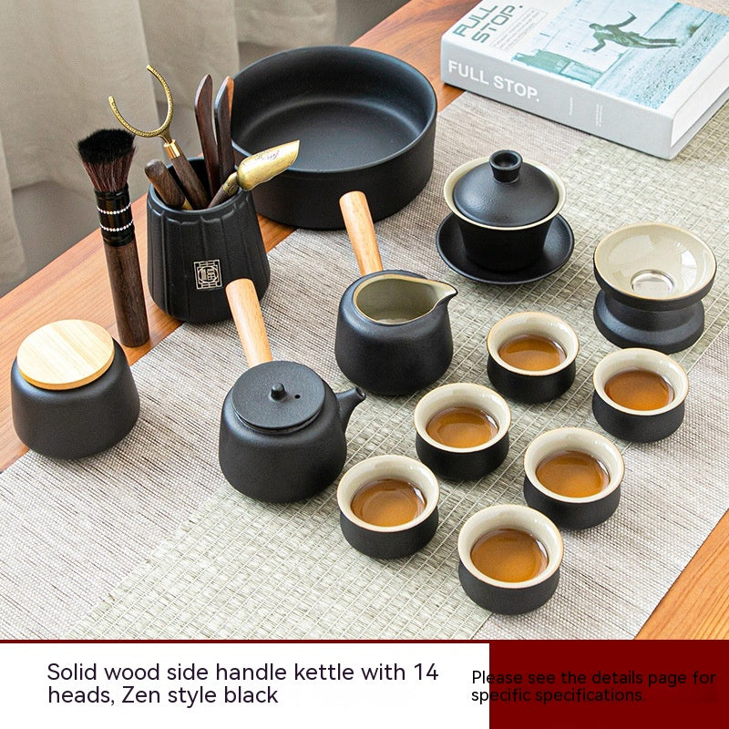 Black Porcelain Japanese Tea Set Home Living Room