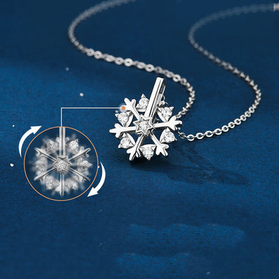 Silver Snowflake Necklace Women Luxury Niche Design Shiny Rhinestone