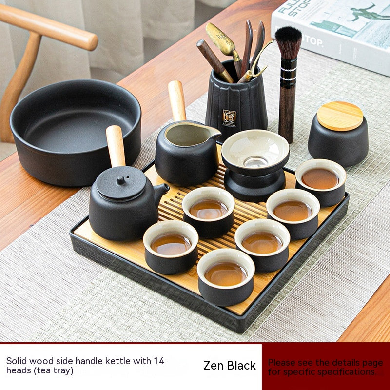 Black Porcelain Japanese Tea Set Home Living Room