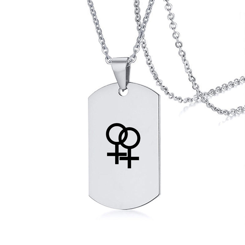 Stainless Steel LGBT ID Necklace Jewelry Engrave