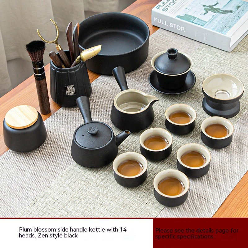 Black Porcelain Japanese Tea Set Home Living Room