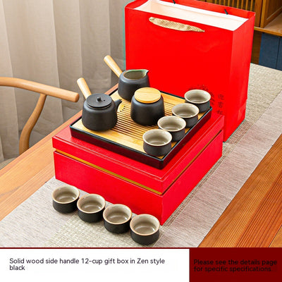 Black Porcelain Japanese Tea Set Home Living Room