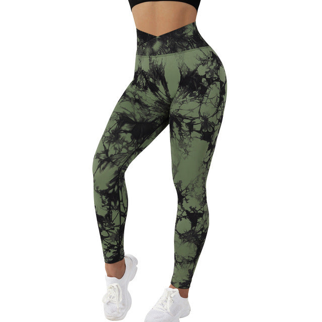 Seamless Tie Dye Leggings Women Yoga Pants Push Up Sport Fitness Running Gym