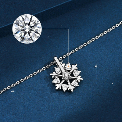 Silver Snowflake Necklace Women Luxury Niche Design Shiny Rhinestone