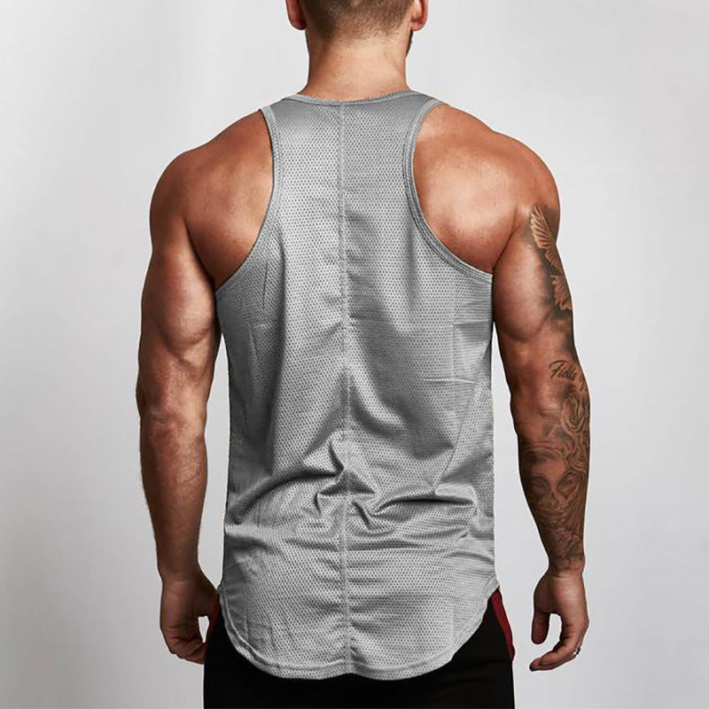 Punisher Skull GYM Mesh Breathable Fitness Vest Men's Round Lower Hem Sports Base Mesh Quick Drying Waistcoat