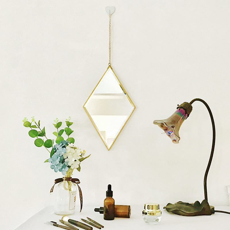 Brass Hexagonal Cosmetic Bathroom Mirror