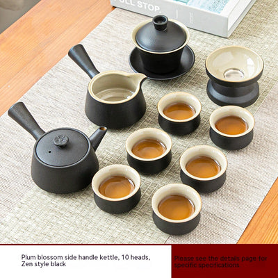 Black Porcelain Japanese Tea Set Home Living Room