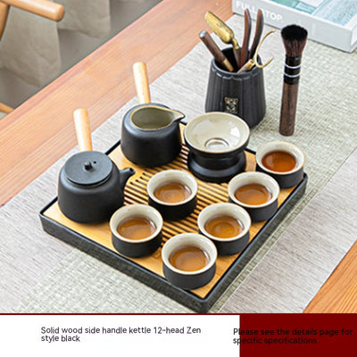 Black Porcelain Japanese Tea Set Home Living Room