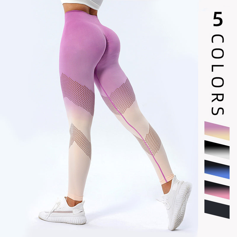 Design Gradient Printed Yoga Pants Seamless High Waist Hip Lifting Fitness Leggings