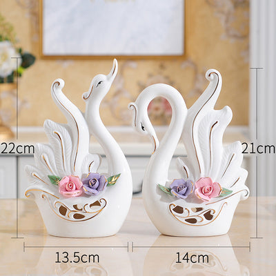 Swan Ornaments Ceramic Home Accessories Ornaments