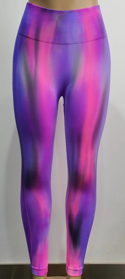 New Tie Dye Aurora Print Sports Pants Seamless High Waisted Fitness Yoga Pants