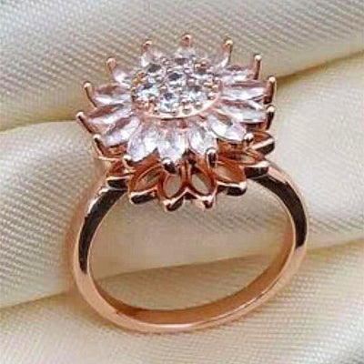 Rotating SUNFLOWER Full Diamond Sunflower Ring