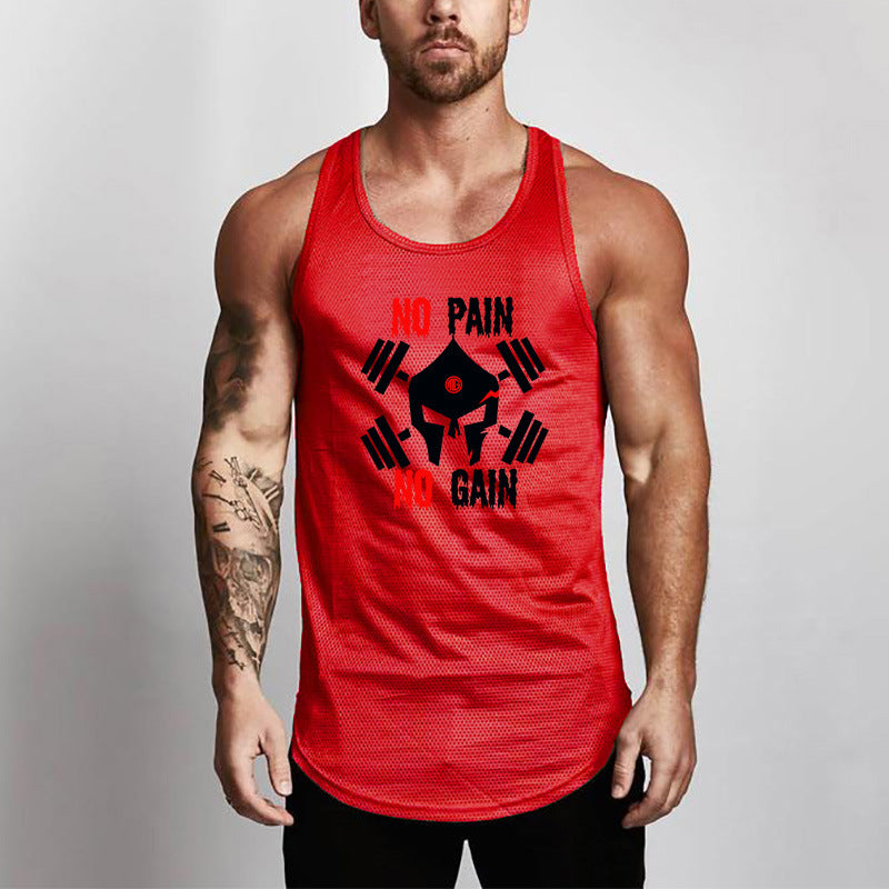 Punisher Skull GYM Mesh Breathable Fitness Vest Men's Round Lower Hem Sports Base Mesh Quick Drying Waistcoat