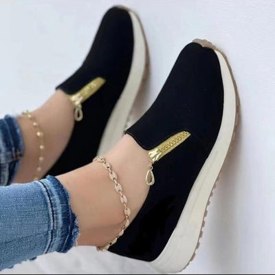 Women Flats Zip Shoes Light Sneakers