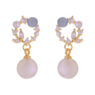 High-Grade Blue Opal Fairy Fish Ji Pearl Stud Earrings