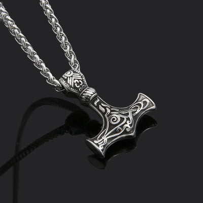 Titanium Steel Nordic Pirate Viking Myth Hammer Necklace Men