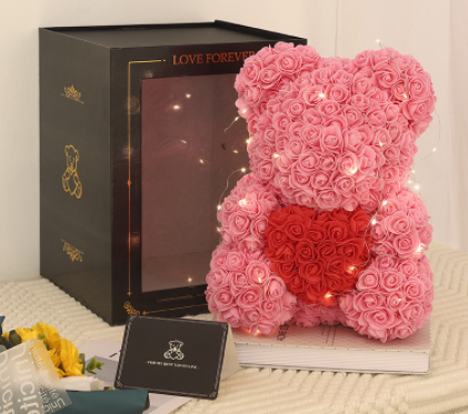 Valentine's Day Gift, Eternal Flower Rose, Teddy Bear PE Foam Bear.