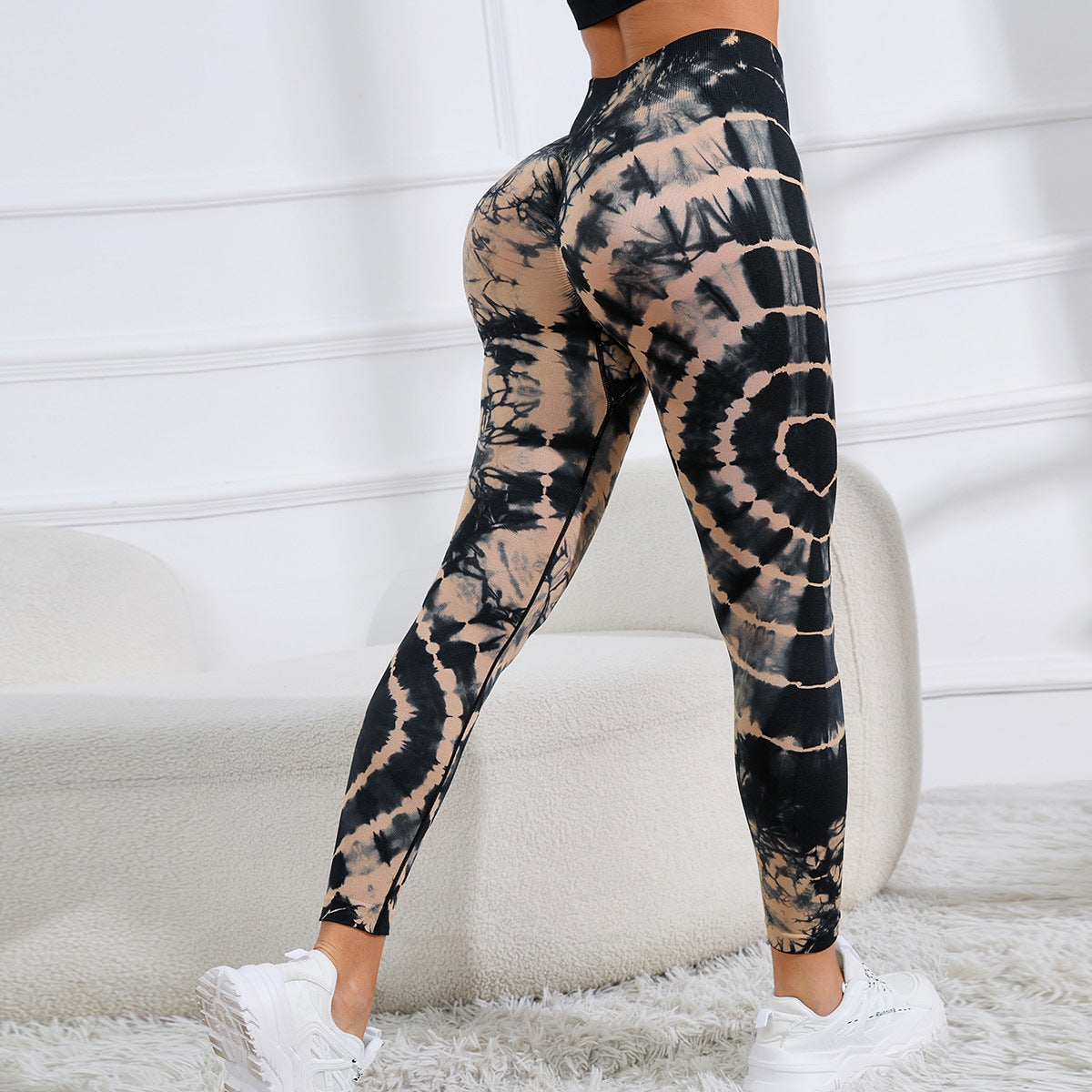 New Tie Dye Printed Yoga Pants Women Seamless High Waist Hip Lifting Fitness