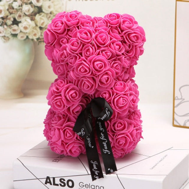 Valentine's Day Gift, Eternal Flower Rose, Teddy Bear PE Foam Bear.