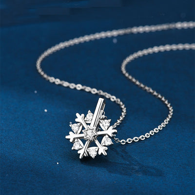 Silver Snowflake Necklace Women Luxury Niche Design Shiny Rhinestone