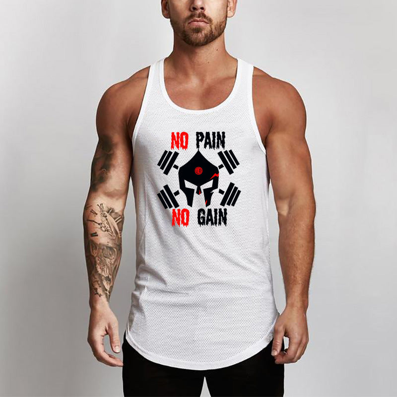 Punisher Skull GYM Mesh Breathable Fitness Vest Men's Round Lower Hem Sports Base Mesh Quick Drying Waistcoat