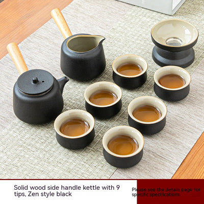 Black Porcelain Japanese Tea Set Home Living Room