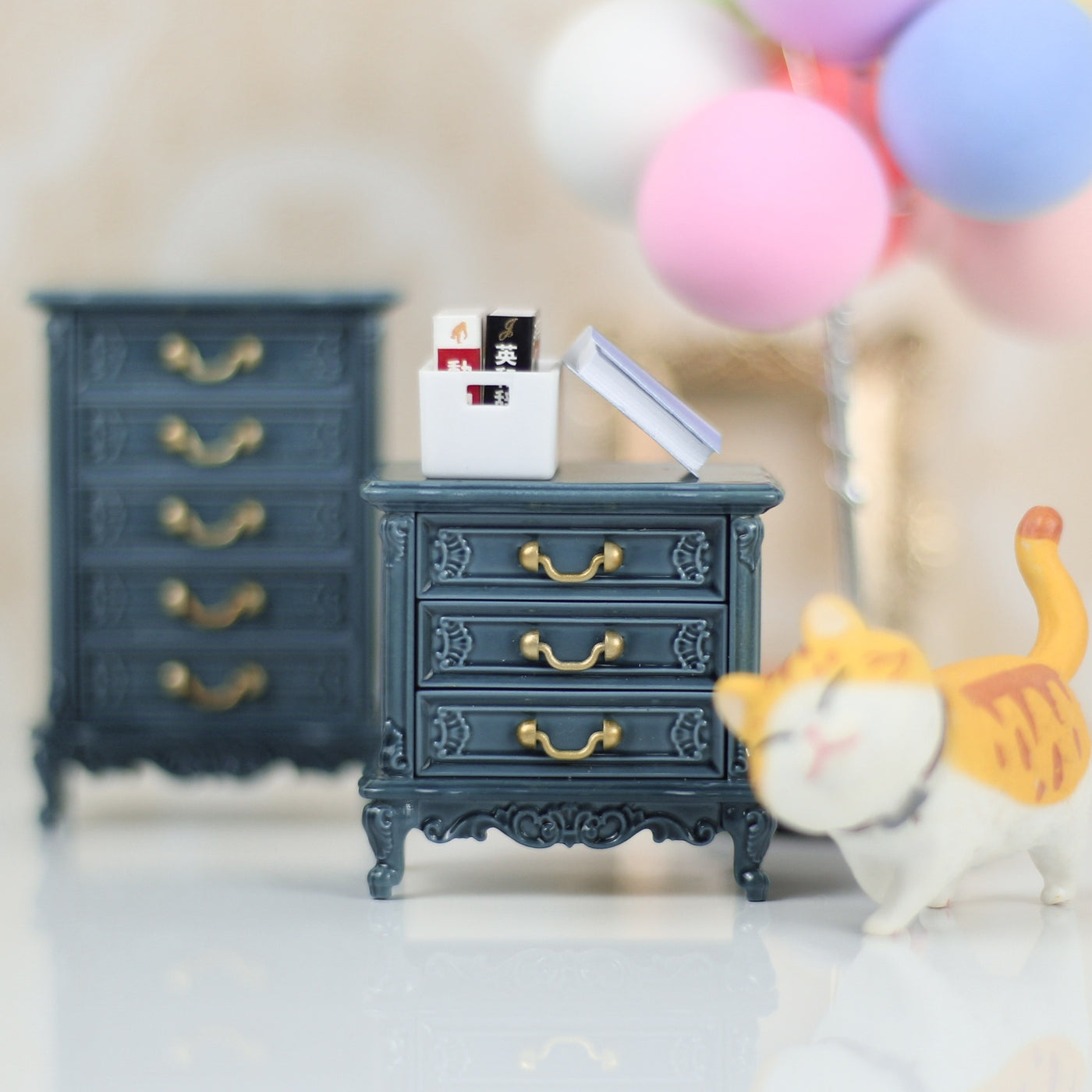 Miniature Dollhouse Accessories Scene Bedroom Bedside Table Model