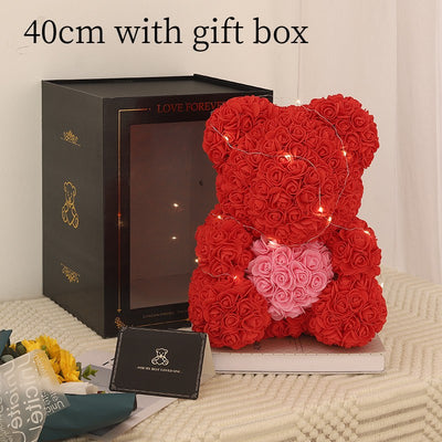 Valentine's Day Gift, Eternal Flower Rose, Teddy Bear PE Foam Bear.