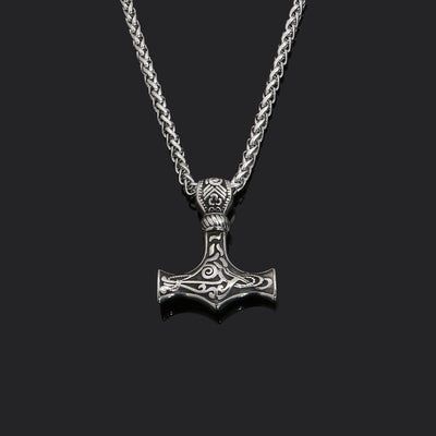 Titanium Steel Nordic Pirate Viking Myth Hammer Necklace Men