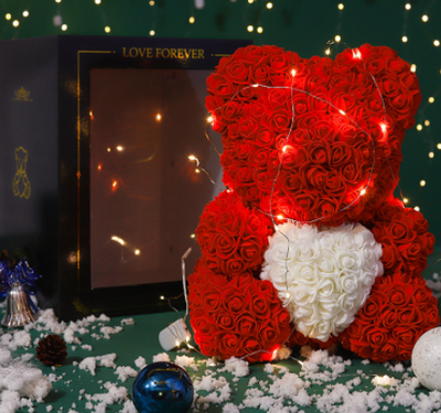 Valentine's Day Gift, Eternal Flower Rose, Teddy Bear PE Foam Bear.