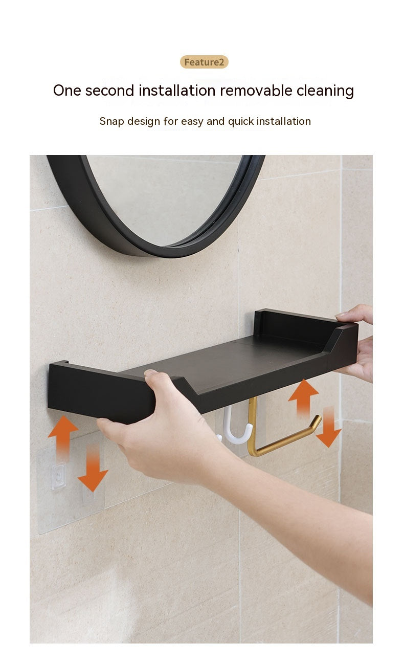 Punch-free Kitchen Bathroom Wash Basin Mirror Front Storage Rack Creative Roll Stand Hook Tissue Holder