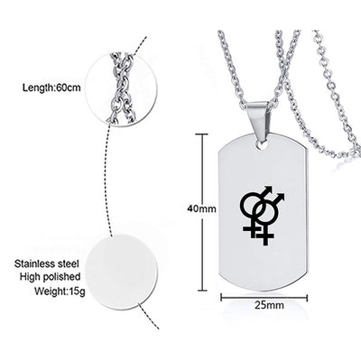 Stainless Steel LGBT ID Necklace Jewelry Engrave