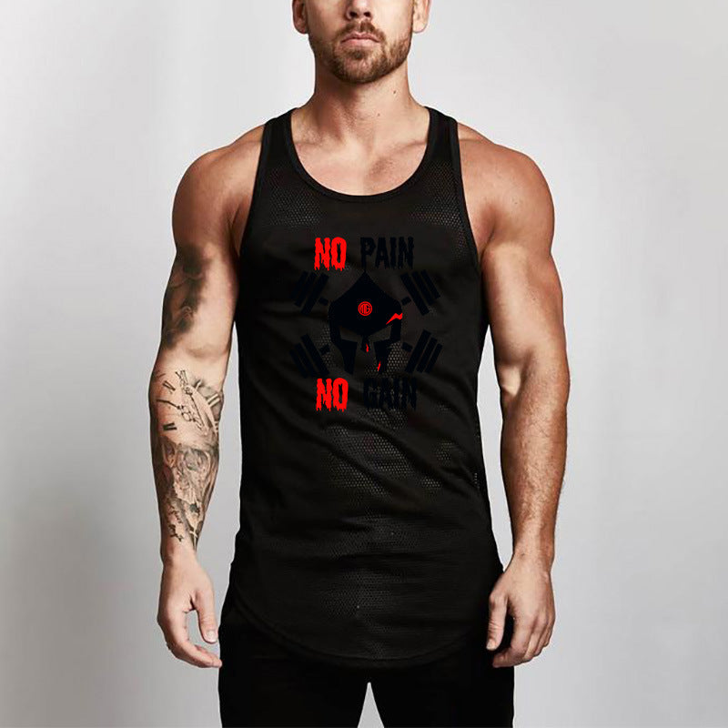 Punisher Skull GYM Mesh Breathable Fitness Vest Men's Round Lower Hem Sports Base Mesh Quick Drying Waistcoat